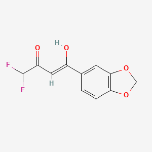 molecular formula C11H8F2O4 B2956253 (Z)-1-(苯并[d][1,3]二氧杂环-5-基)-4,4-二氟-3-羟基丁-2-烯-1-酮 CAS No. 1322627-54-2