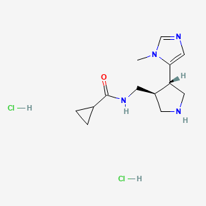 molecular formula C13H22Cl2N4O B2956256 N-[[(3S,4S)-4-(3-Methylimidazol-4-yl)pyrrolidin-3-yl]methyl]cyclopropanecarboxamide;dihydrochloride CAS No. 2243511-75-1