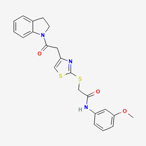 molecular formula C22H21N3O3S2 B2956259 2-((4-(2-(吲哚-1-基)-2-氧代乙基)噻唑-2-基)硫代)-N-(3-甲氧基苯基)乙酰胺 CAS No. 941997-86-0