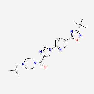 molecular formula C23H31N7O2 B2956261 (1-{5-[3-(tert-butyl)-1,2,4-oxadiazol-5-yl]-2-pyridyl}-1H-imidazol-4-yl)(4-isobutylpiperazino)methanone CAS No. 1251547-30-4