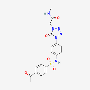 molecular formula C18H18N6O5S B2956264 2-(4-(4-(4-乙酰苯磺酰胺)苯基)-5-氧代-4,5-二氢-1H-四唑-1-基)-N-甲基乙酰胺 CAS No. 1396881-96-1