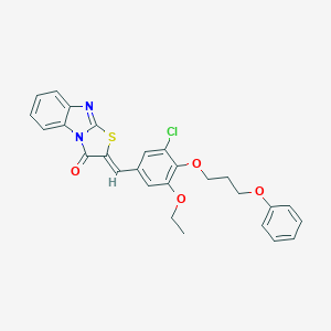 molecular formula C27H23ClN2O4S B295627 2-[3-chloro-5-ethoxy-4-(3-phenoxypropoxy)benzylidene][1,3]thiazolo[3,2-a]benzimidazol-3(2H)-one 