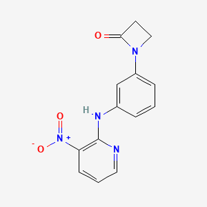 molecular formula C14H12N4O3 B2956288 1-{3-[(3-Nitropyridin-2-yl)amino]phenyl}azetidin-2-one CAS No. 2094288-55-6