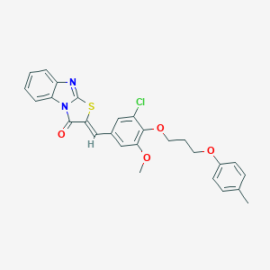 molecular formula C27H23ClN2O4S B295629 2-{3-chloro-5-methoxy-4-[3-(4-methylphenoxy)propoxy]benzylidene}[1,3]thiazolo[3,2-a]benzimidazol-3(2H)-one 