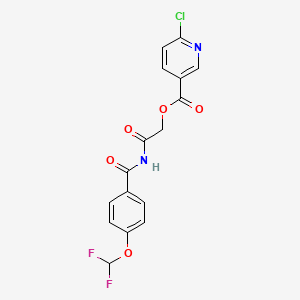 molecular formula C16H11ClF2N2O5 B2956297 [2-[[4-(Difluoromethoxy)benzoyl]amino]-2-oxoethyl] 6-chloropyridine-3-carboxylate CAS No. 1038137-66-4