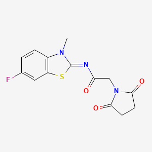 molecular formula C14H12FN3O3S B2956299 (E)-2-(2,5-dioxopyrrolidin-1-yl)-N-(6-fluoro-3-methylbenzo[d]thiazol-2(3H)-ylidene)acetamide CAS No. 477294-98-7