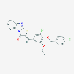 molecular formula C25H18Cl2N2O3S B295630 (2Z)-2-{3-chloro-4-[(4-chlorobenzyl)oxy]-5-ethoxybenzylidene}[1,3]thiazolo[3,2-a]benzimidazol-3(2H)-one 
