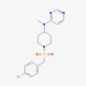 molecular formula C17H21ClN4O2S B2956303 N-[1-[(4-Chlorophenyl)methylsulfonyl]piperidin-4-yl]-N-methylpyrimidin-4-amine CAS No. 2380177-92-2