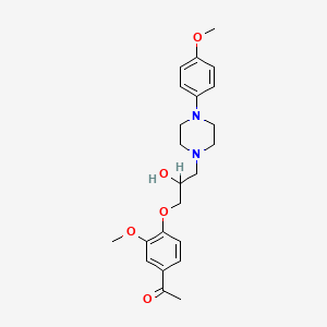 molecular formula C23H30N2O5 B2956304 1-(4-(2-Hydroxy-3-(4-(4-methoxyphenyl)piperazin-1-yl)propoxy)-3-methoxyphenyl)ethanone CAS No. 878724-60-8