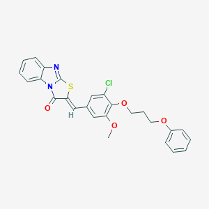 molecular formula C26H21ClN2O4S B295631 2-[3-chloro-5-methoxy-4-(3-phenoxypropoxy)benzylidene][1,3]thiazolo[3,2-a]benzimidazol-3(2H)-one 
