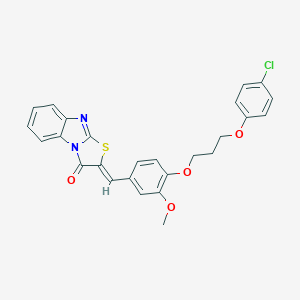 molecular formula C26H21ClN2O4S B295632 2-{4-[3-(4-chlorophenoxy)propoxy]-3-methoxybenzylidene}[1,3]thiazolo[3,2-a]benzimidazol-3(2H)-one 