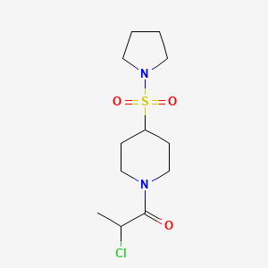 molecular formula C12H21ClN2O3S B2956320 2-Chloro-1-(4-pyrrolidin-1-ylsulfonylpiperidin-1-yl)propan-1-one CAS No. 2411223-76-0