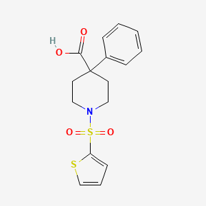 molecular formula C16H17NO4S2 B2956321 4-Phenyl-1-(thiophene-2-sulfonyl)piperidine-4-carboxylic acid CAS No. 793727-32-9