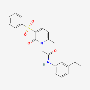 molecular formula C23H24N2O4S B2956326 2-(4,6-二甲基-2-氧代-3-(苯磺酰基)吡啶-1(2H)-基)-N-(3-乙基苯基)乙酰胺 CAS No. 1021251-81-9
