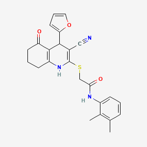 molecular formula C24H23N3O3S B2956331 2-{[3-cyano-4-(furan-2-yl)-5-hydroxy-4,6,7,8-tetrahydroquinolin-2-yl]sulfanyl}-N-(2,3-dimethylphenyl)acetamide CAS No. 370853-90-0