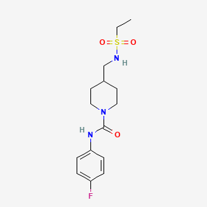molecular formula C15H22FN3O3S B2956335 4-(乙磺酰胺甲基)-N-(4-氟苯基)哌啶-1-甲酰胺 CAS No. 1234934-66-7
