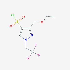 molecular formula C8H10ClF3N2O3S B2956336 3-(ethoxymethyl)-1-(2,2,2-trifluoroethyl)-1H-pyrazole-4-sulfonyl chloride CAS No. 1856051-54-1