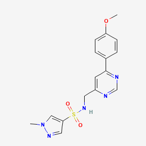 molecular formula C16H17N5O3S B2956348 N-((6-(4-methoxyphenyl)pyrimidin-4-yl)methyl)-1-methyl-1H-pyrazole-4-sulfonamide CAS No. 2176270-34-9