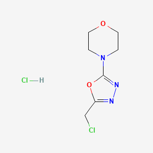 molecular formula C7H11Cl2N3O2 B2956350 4-[5-(Chloromethyl)-1,3,4-oxadiazol-2-yl]morpholine;hydrochloride CAS No. 2243507-52-8