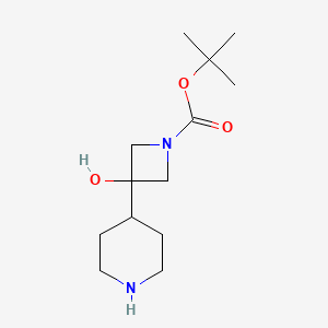 molecular formula C13H24N2O3 B2956354 Tert-butyl 3-hydroxy-3-piperidin-4-ylazetidine-1-carboxylate CAS No. 2260932-32-7