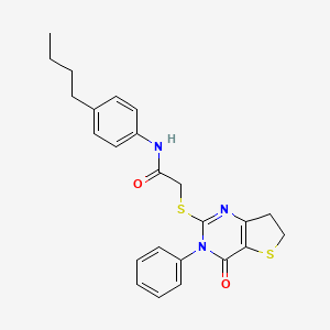 molecular formula C24H25N3O2S2 B2956360 N-(4-butylphenyl)-2-[(4-oxo-3-phenyl-6,7-dihydrothieno[3,2-d]pyrimidin-2-yl)sulfanyl]acetamide CAS No. 686770-67-2