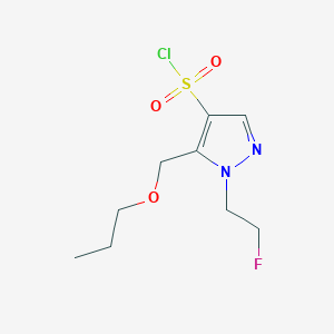 molecular formula C9H14ClFN2O3S B2956362 1-(2-fluoroethyl)-5-(propoxymethyl)-1H-pyrazole-4-sulfonyl chloride CAS No. 1856032-31-9