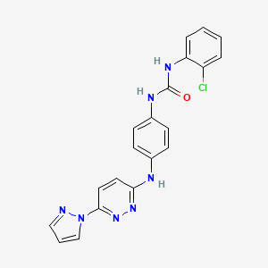 molecular formula C20H16ClN7O B2956364 1-(4-((6-(1H-pyrazol-1-yl)pyridazin-3-yl)amino)phenyl)-3-(2-chlorophenyl)urea CAS No. 1013836-05-9