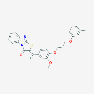 molecular formula C27H24N2O4S B295637 (2Z)-2-{3-methoxy-4-[3-(3-methylphenoxy)propoxy]benzylidene}[1,3]thiazolo[3,2-a]benzimidazol-3(2H)-one 