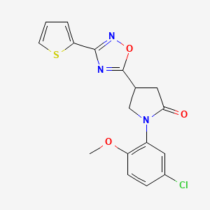 molecular formula C17H14ClN3O3S B2956375 1-(5-氯-2-甲氧苯基)-4-[3-(2-噻吩基)-1,2,4-恶二唑-5-基]-2-吡咯烷酮 CAS No. 946276-81-9