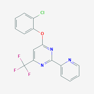 molecular formula C16H9ClF3N3O B2956405 4-(2-Chlorophenoxy)-2-(2-pyridinyl)-6-(trifluoromethyl)pyrimidine CAS No. 338754-21-5
