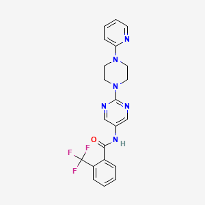 molecular formula C21H19F3N6O B2956412 N-(2-(4-(pyridin-2-yl)piperazin-1-yl)pyrimidin-5-yl)-2-(trifluoromethyl)benzamide CAS No. 1421483-84-2