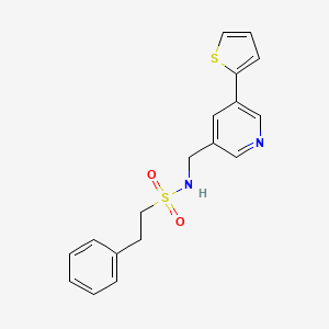 2-phenyl-N-((5-(thiophen-2-yl)pyridin-3-yl)methyl)ethanesulfonamide