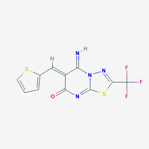 molecular formula C11H5F3N4OS2 B295642 5-imino-6-(2-thienylmethylene)-2-(trifluoromethyl)-5,6-dihydro-7H-[1,3,4]thiadiazolo[3,2-a]pyrimidin-7-one 