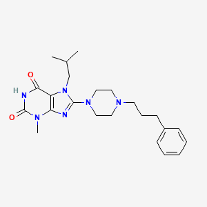 molecular formula C23H32N6O2 B2956420 3-Methyl-7-(2-methylpropyl)-8-[4-(3-phenylpropyl)piperazin-1-yl]purine-2,6-dione CAS No. 902019-88-9