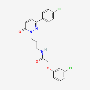 molecular formula C21H19Cl2N3O3 B2956422 2-(3-chlorophenoxy)-N-(3-(3-(4-chlorophenyl)-6-oxopyridazin-1(6H)-yl)propyl)acetamide CAS No. 1060205-22-2