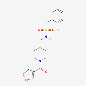 molecular formula C18H21ClN2O4S B2956423 1-(2-chlorophenyl)-N-((1-(furan-3-carbonyl)piperidin-4-yl)methyl)methanesulfonamide CAS No. 1396798-17-6