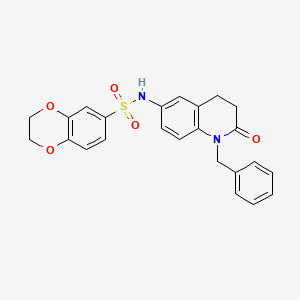 molecular formula C24H22N2O5S B2956429 N-(1-benzyl-2-oxo-1,2,3,4-tetrahydroquinolin-6-yl)-2,3-dihydro-1,4-benzodioxine-6-sulfonamide CAS No. 951472-37-0