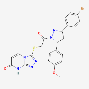 3-((2-(3-(4-bromophenyl)-5-(4-methoxyphenyl)-4,5-dihydro-1H-pyrazol-1-yl)-2-oxoethyl)thio)-5-methyl-[1,2,4]triazolo[4,3-a]pyrimidin-7(8H)-one