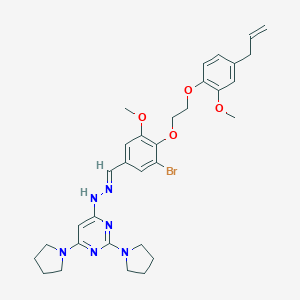 molecular formula C32H39BrN6O4 B295646 4-[(2E)-2-(3-bromo-5-methoxy-4-{2-[2-methoxy-4-(prop-2-en-1-yl)phenoxy]ethoxy}benzylidene)hydrazinyl]-2,6-di(pyrrolidin-1-yl)pyrimidine 
