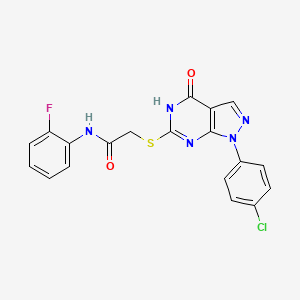 2-((1-(4-chlorophenyl)-4-oxo-4,5-dihydro-1H-pyrazolo[3,4-d]pyrimidin-6-yl)thio)-N-(2-fluorophenyl)acetamide