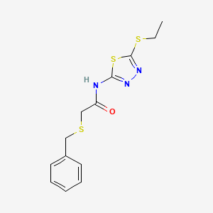 molecular formula C13H15N3OS3 B2956469 2-benzylsulfanyl-N-(5-ethylsulfanyl-1,3,4-thiadiazol-2-yl)acetamide CAS No. 403836-25-9
