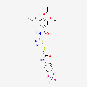 molecular formula C24H25F3N4O6S2 B2956474 3,4,5-三乙氧基-N-(5-((2-氧代-2-((4-(三氟甲氧基)苯基)氨基)乙基)硫代)-1,3,4-噻二唑-2-基)苯甲酰胺 CAS No. 896026-37-2