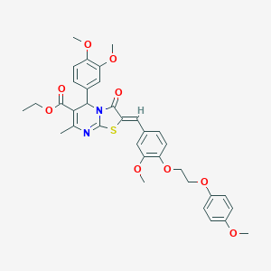 molecular formula C35H36N2O9S B295648 ethyl (2Z)-5-(3,4-dimethoxyphenyl)-2-[[3-methoxy-4-[2-(4-methoxyphenoxy)ethoxy]phenyl]methylidene]-7-methyl-3-oxo-5H-[1,3]thiazolo[3,2-a]pyrimidine-6-carboxylate 