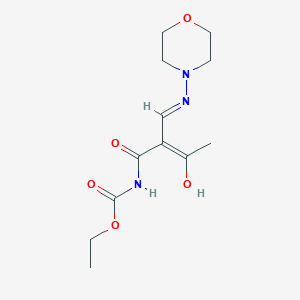 molecular formula C12H19N3O5 B2956480 N-[(2Z)-2-{[(吗啉-4-基)氨基]亚甲基}-3-氧代丁酰基]氨基甲酸乙酯 CAS No. 338396-60-4