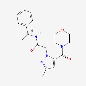 2-(3-methyl-5-(morpholine-4-carbonyl)-1H-pyrazol-1-yl)-N-(1-phenylethyl)acetamide