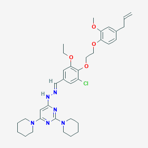 4-[(2E)-2-(3-chloro-5-ethoxy-4-{2-[2-methoxy-4-(prop-2-en-1-yl)phenoxy]ethoxy}benzylidene)hydrazinyl]-2,6-di(piperidin-1-yl)pyrimidine
