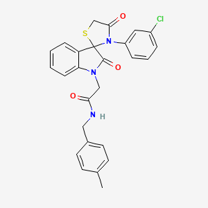 molecular formula C26H22ClN3O3S B2956504 2-(3'-(3-chlorophenyl)-2,4'-dioxospiro[indoline-3,2'-thiazolidin]-1-yl)-N-(4-methylbenzyl)acetamide CAS No. 894556-20-8