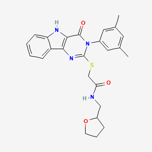 2-((3-(3,5-dimethylphenyl)-4-oxo-4,5-dihydro-3H-pyrimido[5,4-b]indol-2-yl)thio)-N-((tetrahydrofuran-2-yl)methyl)acetamide