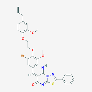 (6E)-6-(3-bromo-5-methoxy-4-{2-[2-methoxy-4-(prop-2-en-1-yl)phenoxy]ethoxy}benzylidene)-5-imino-2-phenyl-5,6-dihydro-7H-[1,3,4]thiadiazolo[3,2-a]pyrimidin-7-one