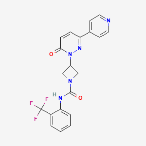 molecular formula C20H16F3N5O2 B2956516 3-(6-Oxo-3-pyridin-4-ylpyridazin-1-yl)-N-[2-(trifluoromethyl)phenyl]azetidine-1-carboxamide CAS No. 2380182-37-4